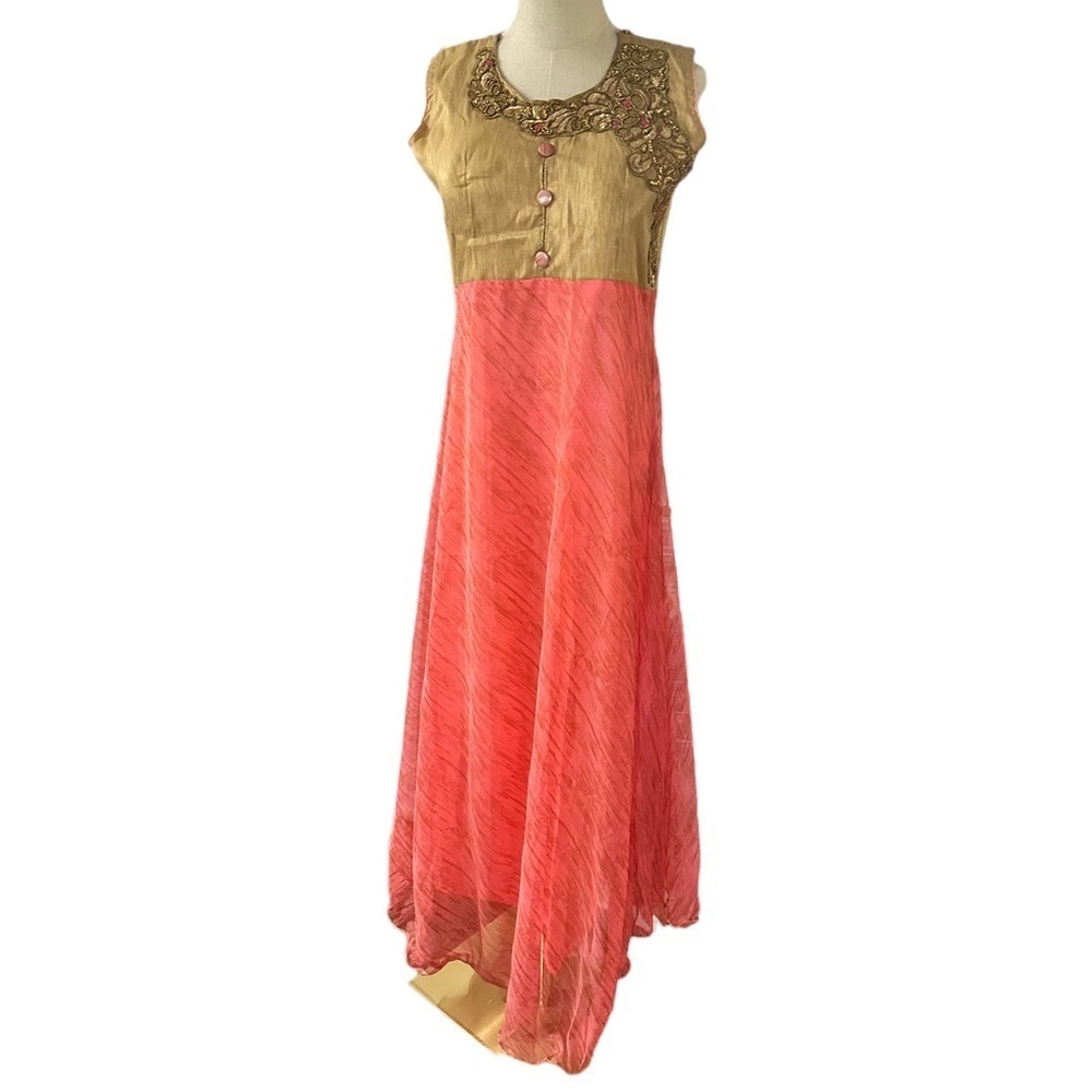 NWT Silk and Beaded Indian Sari Maxi Dress